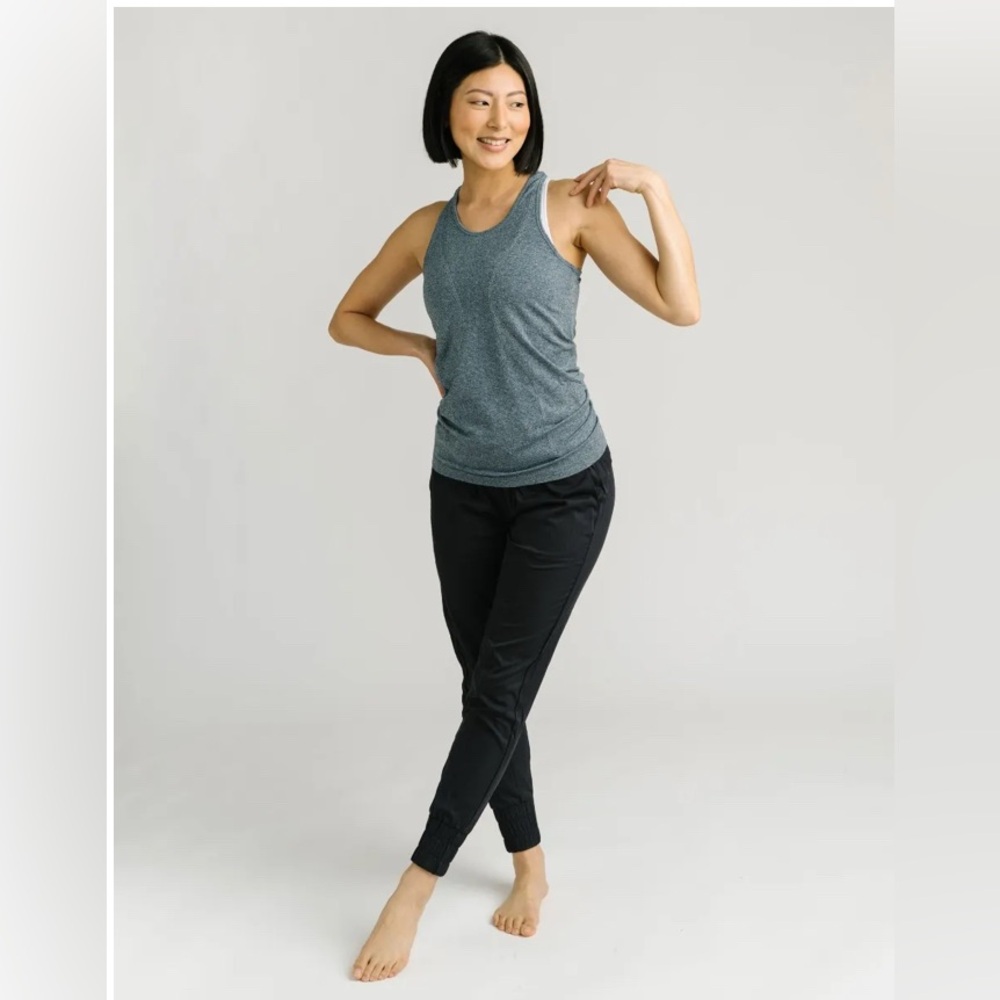 ZYIA navy copper charged racer back tank top